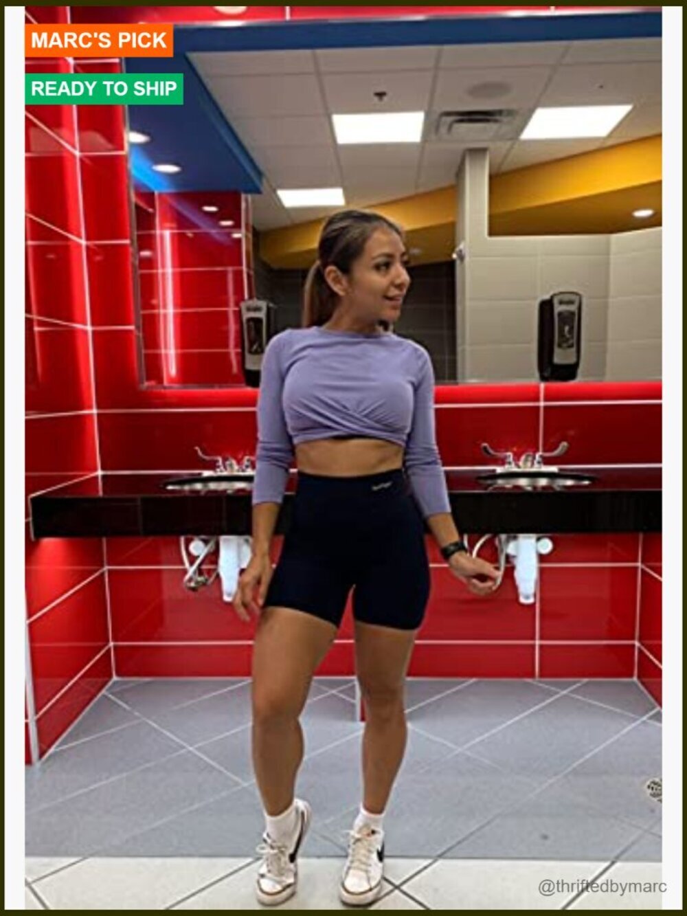 High Waist Biker Shorts Tummy Control Workout Curve Lifting Tights - Picture 5 of 7